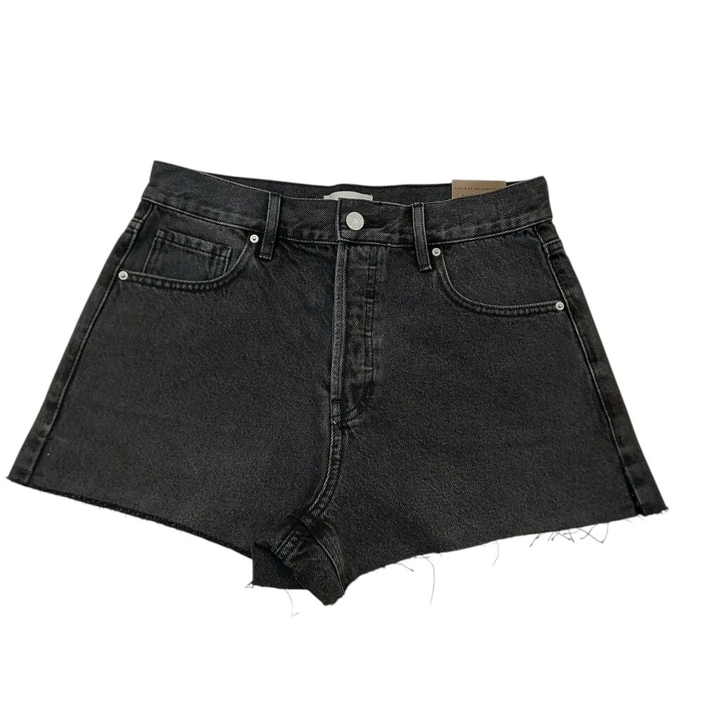 Pacsun Jean Shorts Womens 27 Black High Rise Button Relaxed Fit Casual Denim